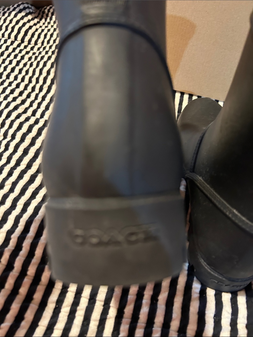 COACH Black Short Women's Rain Boots with Lug Sole - Picture 7 of 11